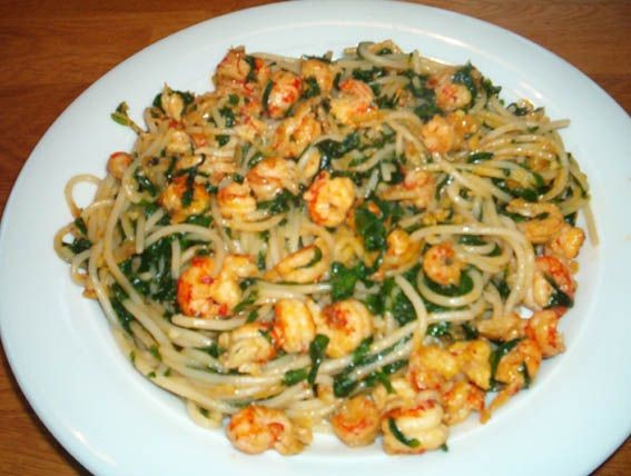 Foto Bärlauch - Garnelen - Spaghetti - Pfanne