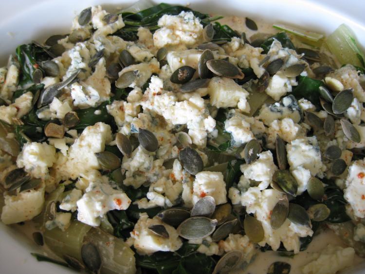 Foto Mangold mit Roquefort überbacken
