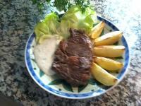 Foto für Rib-Eye-Steak mit Knoblauchsoße